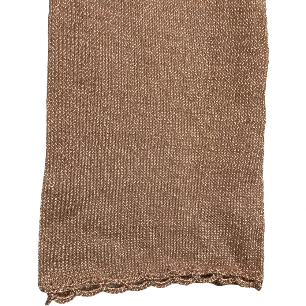 Dee Elly Metallic Shimmer Cropped Front Tie Bell Long Crochet Sleeve Rose Gold S - Picture 6 of 12